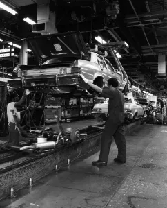 Automobile Prints: Assembly line at Ford Motor Company, 1976. Courtesy: CSU Archives/Everett Collection