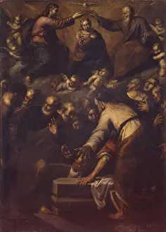 Assumption and Coronation of the Virgin, by a Venetian artist, 17th century, oil on canvas. - Italy, Lombardy, Milan, Castello Sforzesco, Museum of Ancient Art
