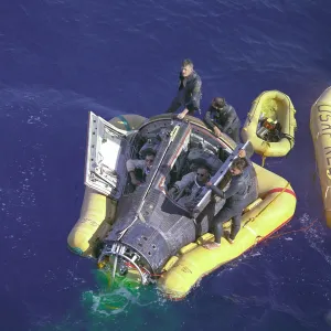 Neil Prints: Astronauts Neil Armstrong and David Scott at the close of the Gemini 8 space mission