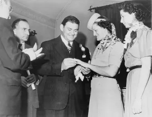 Didrikson Prints: Athletes George Zaharias and Babe Didrikson getting married in St. Louis, Missouri