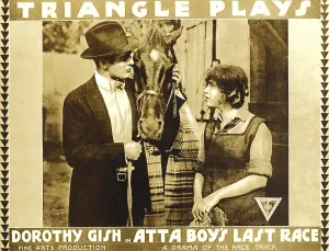 1916 Movies Prints: ATTA BOY'S LAST RACE, right: Dorothy Gish on lobbycard, 1916