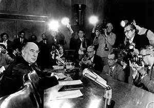 Mitchell Prints: Former Attorney General John Mitchell takes the witness stand before the Senate Judiciary Committee during