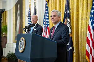 Awards Prints: Attorney General Merrick Garland speaks during a Medal of Valor ceremony