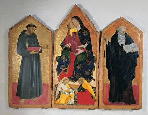 attributed probably Pellegrino di Giovanni, Madonna and Child with Angels, St Francis and St Anthony Abbot, 15th Century, tempera on board, Italy, Umbria, Perugia