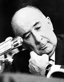 Testifying Prints: Former Atty. Gen. John Mitchell before the Senate Watergate Committee. July 11, 1973