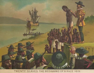 1610s Prints: Auctioning of newly arrived African captives in Jamestown