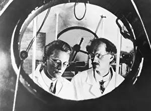 Explorer Prints: Auguste Piccard and his assistant Charles Kipfer preparing for ascent to the atmosphere