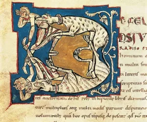 Augustine Prints: AUGUSTINE, Saint (354-430). Initial of a page from 'The City of God' of Saint Augustine