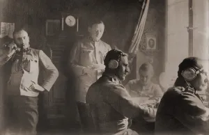 Telegraphy Prints: Austrian field telegraph station in Poland during World War I. Ca. 1915