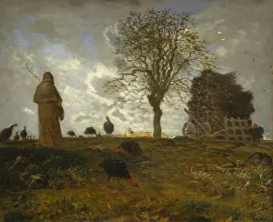 Shawl Prints: AUTUMN LANDSCAPE WITH A FLOCK OF TURKEYS