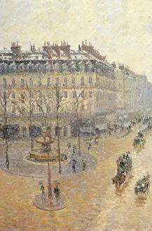 Fountain Prints: Avenue de LOpra. Snow Effect. Morning