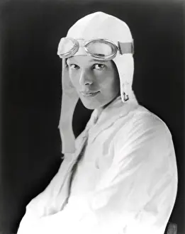 Flyers Prints: Aviator Amelia Earhart wearing white flying suit