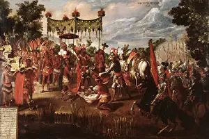 Explorers Prints: Aztec Emperor, Moctezuma II, leader of the Aztec empire