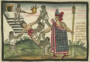 Priest Prints: Aztec human sacrifice, in which a beating human heart was removed
