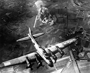 Air Force Prints: B-17 Bomber during the first big raid on Germany by the U