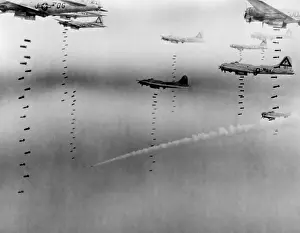 Lcgr1404 Prints: B-17 Flying Fortresses of U.S. 8th Air Force bombing Dresden in April 17