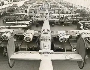 Workers Prints: B-24 Liberator bombers on a production line at the Ford Willow Run plant