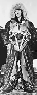 Parachutes Prints: B-29 Superfortress pilot wearing a fur parka and high altitude flying gear