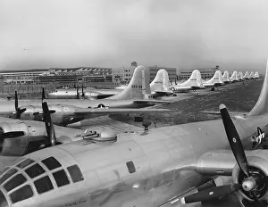 Heavy Bombers Prints: Eleven B-29's in the Boeing-Wichita assembly factory awaiting final flight tests