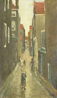 Multi Story Buildings Prints: The Baanbrugsteeg looking from the Haarlemmerdijk