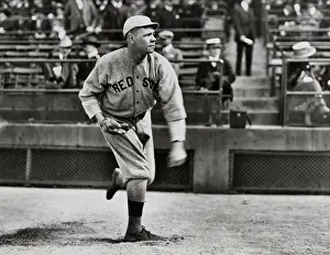 Pitcher Prints: Babe Ruth as a left-handed pitcher for the Boston Red Sox. Ca. 1914-19. (BSLOC_2015_17_21)