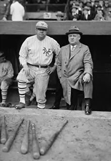 Fans Prints: Babe Ruth in a NY Giants uniform with Giants Manager John McGraw