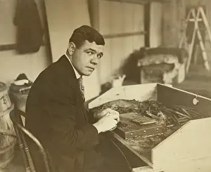 Batting Prints: Babe Ruth rolling a Babe Ruth Cigar for his new business venture