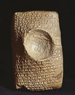 Syria Prints: Babylonian Tablet. s.XIV BC. Tablet with syllabic cuneiform inscription