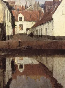 Evening Prints: BAERTSOEN, Albert (1866-1922). Little Town on the Edge of Water (Flanders)