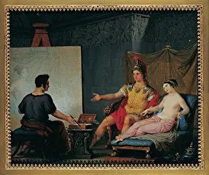 Bagatti Valsecchi Pietro, Apelles Painting Campaspe in the Presence of Alexander the Great, 1832, 19th Century, tempera on ivory, Italy, Lombardy, Milan