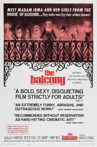 Balcony Prints: THE BALCONY, US poster art, center: Shelley Winters, 1963