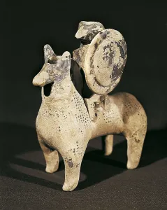 Etruria Prints: Balm vase with a warrior on horseback