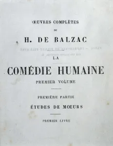 BALZAC, Honor de (1799-1850). Front page of "La Comdie humaine". Edition published in Paris in 1863. AISA/Everett Collection**US SALES ONLY**