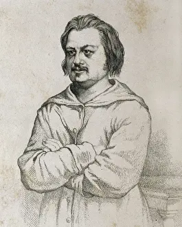 Center Prints: BALZAC, Honor de (1799-1850). Portrait of Honor Balzac with a monk's habit