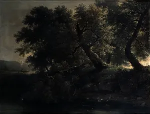 Twilight Prints: Bank with plants blowing in the wind