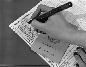 Finance Prints: Bank savings book and budget worksheet, ca. 1940. (BSLOC_2013_7_109)
