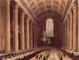 Pillar Prints: Banquet scene in the Egyptian Hall at Mansion House in London, 1808