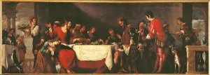 Banquet Prints: Banquet at St Simons Home, by Bernardo Strozzi