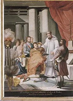 Friars Prints: Baptism of the King of Texcoco with the name of Fernando