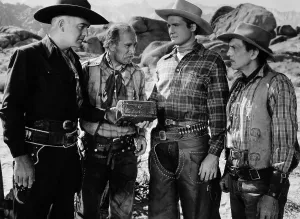 Reeves Prints: BAR 20, from left: William Boyd, Andy Clyde, George Reeves, Francis McDonald, 1943