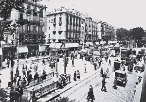 Black And Whitescene Prints: Barcelona, the 20's. The Ramblas up by the Liceo Theatre