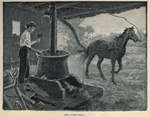 Childhood Prints: The Bark Mill. Young Grant's special work in his father's tannery was feeding bark into the bark mill
