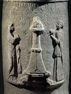 Marmara Ve Ege Kiyilari Prints: Base of a column with a sacrifice scene