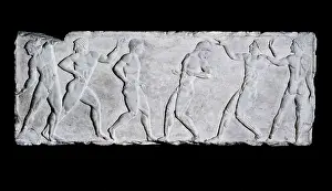 Pleasure Prints: Base of a funerary kouros with six athletes