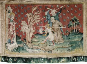Colorscene Prints: BATAILLE, Nicolas (14th c.). The Dragon Fighting with the Servants of God