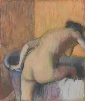 Pastel Prints: Bather Stepping into a Tub, by Edgar Degas