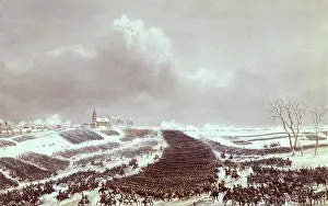 Watercolour Prints: Battle of Eylau, a battle between Napoleon's Grande Armee and a Russian Empire army under Levin August