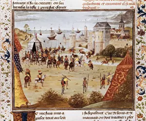 Craft Prints: Battle. Illustration from 'Chroniques' (15th century)