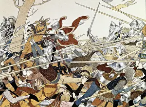 Englishwoman Prints: Battle of Joan of Arc, illustration of the book 'Joan of Arc' by Maurice Boutet de Monvel (1896)