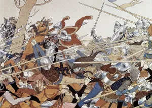Frenchman Prints: Battle of Joan of Arc, illustration of the book 'Joan of Arc' by Maurice Boutet de Monvel (1896)